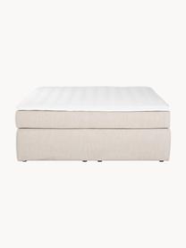 Letto boxspring Enya, Rivestimento superiore: 45% cotone, 55% poliester, Materasso: nucleo a molle insacchett, Piedini: plastica Questo prodotto , Tessuto beige, Larg. 160 x lung. 200 cm, grado di durezza H3