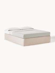 Letto boxspring Enya, Rivestimento superiore: 45% cotone, 55% poliester, Materasso: nucleo a molle insacchett, Piedini: plastica Questo prodotto , Tessuto beige, Larg. 160 x lung. 200 cm, grado di durezza H3