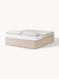 Letto boxspring Enya, Rivestimento superiore: 45% cotone, 55% poliester, Materasso: nucleo a molle insacchett, Piedini: plastica Questo prodotto , Tessuto beige, Larg. 160 x lung. 200 cm, grado di durezza H3