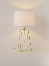 Tischlampe Karolina-Gold, Lampenschirm: Baumwolle, Weiss, Goldfarben, Ø 25 x H 49 cm