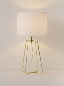 Lampada da tavolo Karolina-Gold, Paralume: cotone, Bianco, dorato, Ø 25 x Alt. 49 cm