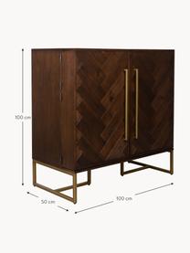 Credenza bar a spina di pesce con finitura in legno di acacia Class, Legno, Larg. 100 x Alt. 100 cm