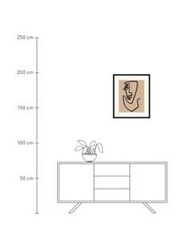 Ingelijste digitale print Abstract Face, Afbeelding: digitale print op papier,, Lijst: gelakt hout, Zwart, donkerbeige, B 53 cm x H 63 cm