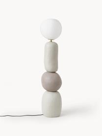 Vloerlamp Chakra, Lampenkap: opaalglas, Lampvoet: kunsthars, Grijstinten, H 119 cm