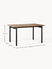 Jedálenský stôl Mavi, Dubové drevo, čierna, Š 140 x D 90 cm