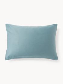 Funda de almohada de satén Flora, Azul petróleo, An 45 x L 110 cm