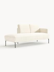 Chaise longue Fluente, Bekleding: 100% polyester Met 80.000, Frame: massief grenenhout, berke, Poten: metaal, gepoedercoat Dit , Geweven stof gebroken wit, B 202 x D 85 cm, rugleuning links