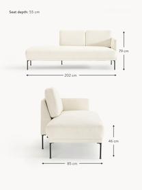 Chaise longue Fluente, Bekleding: 100% polyester Met 80.000, Frame: massief grenenhout, berke, Poten: metaal, gepoedercoat Dit , Geweven stof gebroken wit, B 202 x D 85 cm, rugleuning links