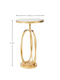 Mesa auxiliar redonda Serina, con tablero de vidrio, Tablero: tablero de fibras de dens, Estructura: metal con pintura en polv, Dorado, espejo, Ø 36 x Al 61 cm