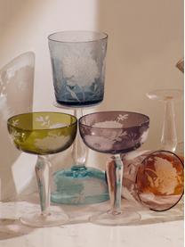 Set de copas pompadour de champán Peony, 6 uds., Vidrio, Multicolor, Ø 10 x Al 15 cm, 150 ml