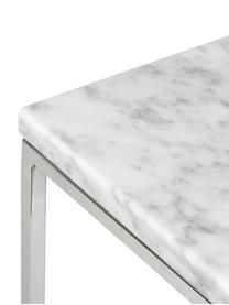 Marmor-Beistelltisch Gleam, Tischplatte: Marmor, Gestell: Stahl, verchromt, Tischplatte: Weiss, marmoriert<br>Gestell: Chrom, 50 x 45 cm