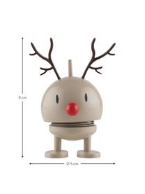 Decoratief object Hoptmist Reindeer Bumble, Kunststof, metaal, Beige, zwart, rood, Ø 5 x H 9 cm