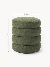 Pouf in bouclé Alto, Rivestimento: bouclé (100% poliestere) , Struttura: legno di pino massiccio, , Bouclé verde scuro, Ø 42 x Alt. 47 cm