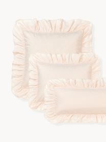 Funda de almohada de algodón con volantes Louane, Parte superior: 65% algodón, 30% poliéste, Reverso:  100% algodón, Melocotón, An 45 x L 110 cm