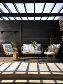 Set lounge para exterior Viga, 4 pzas., Estructura: metal con pintura en polv, Tablero: vidrio tintado negro, Blanco, marrón claro, Set de diferentes tamaños