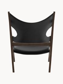 Poltrona lounge in pelle Knitting, Rivestimento: pelle, Struttura: legno di noce, Pelle nera, legno di noce, Larg. 71 x Prof. 67 cm