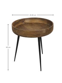 Mesa auxiliar Ventura, estilo industrial, Madera de mango, metal, Marrón, negro, Ø 40 x Al 42 cm