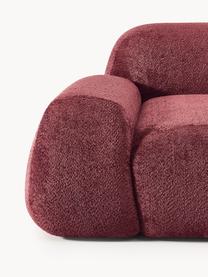 Narożna sofa modułowa (4-osobowa) Teddy-Bouclé Wolke, Tapicerka: Teddy-Bouclé (100% polies, Stelaż: drewno sosnowe, drewno św, Nogi: tworzywo sztuczne Ten pro, Burgundowy Teddy-Bouclé, S 349 x G 262 cm