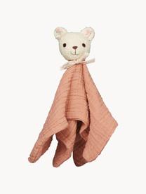 Doudou in cotone organico Bear, Rivestimento: 100% cotone organico cert, Pesca, bianco latte, Larg. 35 x Lung. 35 cm