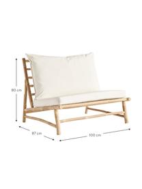 Sillón grande de bambú Bamslow, Estructura: madera de bambú, Funda: 100% algodón, Blanco, marrón, An 100 x F 87 cm