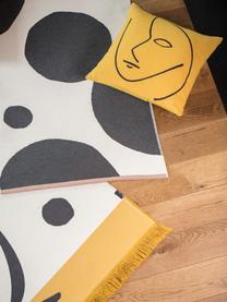 Kussenhoes Nova Face met abstracte print, Geel, zwart, 50 x 50 cm