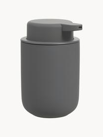 Dispenser sapone in maiolica con superficie soft-touch Ume, Contenitore: gres rivestito con superf, Grigio scuro, Ø 8 x Alt. 13 cm