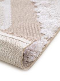 Tapis beige lavable en coton Oslo Squares, Blanc crème, beige