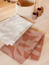 Katoenen plaid Grafic in terracotta met patroon en sierstiksels, 85% katoen, 15% polyacryl, Roze, terracotta, 130 x 200 cm