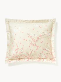 Poszewka na poduszkę z satyny bawełnianej Sakura, Beżowy, blady różowy, biały, S 40 x D 80 cm