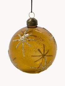 Boules de Noël Star, 4 pièces, Verre, Ocre, doré, Ø 8 cm