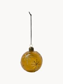 Boules de Noël Star, 4 pièces, Verre, Ocre, doré, Ø 8 cm