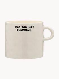 Handbemalte XL Tasse Too Much Champagne, Steingut, Off White, Schwarz, Ø 10 x H 9 cm, 500 ml