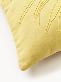 Housse de coussin 45x45 brodée Pritha, 100 % coton, Jaune, larg. 45 x long. 45 cm