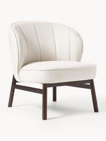 Fauteuil lounge rembourré en bois Dale, Tissu blanc cassé, bois de frêne foncé, larg. 68 x haut. 68 cm