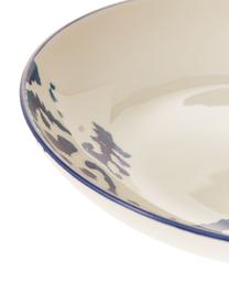 Ručne vyrobený hlboký tanier Ikat, 6 ks, Keramika, Biela, modrá, Ø 23 cm