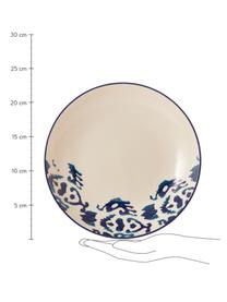 Handgemachte Suppenteller Ikat, 6 Stück, Keramik, Weiss, Blau, Ø 23 cm