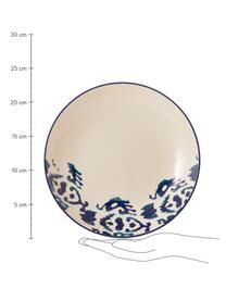 Assiette creuse artisanale céramique Ikat, 6 pièces, Céramique, Blanc, bleu, Ø 23 cm