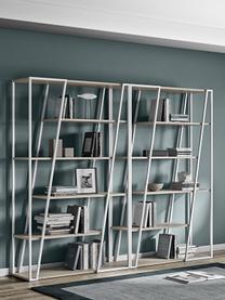 Libreria in legno e metallo Albi, Struttura: metallo rivestito Ripiano, Bianco, legno di quercia, Larg. 120 x Alt. 197 cm