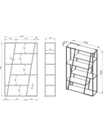 Standregal Albi aus Holz und Metall, Gestell: Metall, beschichtet, Regalboden: Mitteldichte Holzfaserpla, Weiß, Eichenholz, 120 x 197 cm