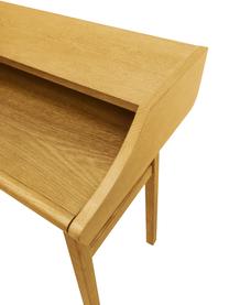 Uitschuifbare bureau Carteret, 115 x 44 - 68 cm, Poten: massief eikenhout, FSC®-g, Tafelblad: spaanplaat met eikenhoutf, Lichtbruin, B 115 x H 84 cm