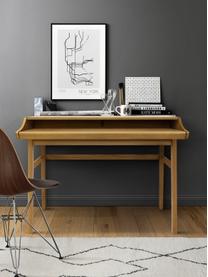 Uitschuifbare bureau Carteret, 115 x 44 - 68 cm, Poten: massief eikenhout, FSC®-g, Tafelblad: spaanplaat met eikenhoutf, Lichtbruin, B 115 x H 84 cm