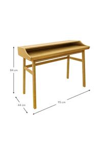 Ausziehbarer Schreibtisch Carteret, 115 x 44 - 68 cm, Beine: Eichenholz, massiv, FSC®-, Tischplatte: Spanplatte mit Eichenholz, Hellbraun, B 115 x H 84 cm