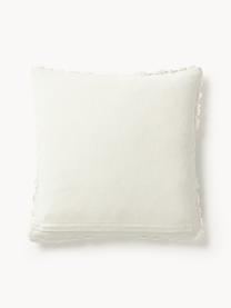 Housse de coussin en coton avec motif hivernal Nira, 100 % coton, Blanc crème avec motif de flocons de neige, larg. 45 x long. 45 cm