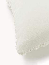 Housse de coussin en coton avec motif hivernal Nira, 100 % coton, Blanc crème avec motif de flocons de neige, larg. 45 x long. 45 cm