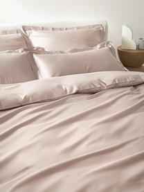 Saténová posteľná bielizeň z organickej bavlny so širokým lemom Premium, Bledoružová, 135 x 200 cm + 1 vankúš 80 x 80 cm