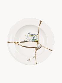 Designer porseleinen soepbord Kintsugi, Decoratie: goudkleurig, Wit, Ø 22 cm