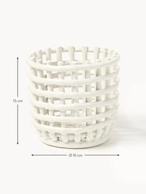 Handgefertigter Aufbewahrungskorb Nalan aus Keramik, H 15 cm, Keramik, Off White, Ø 16 x H 15 cm