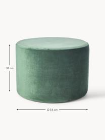 Pouf en velours Daisy, Velours vert sauge, Ø 54 x haut. 38 cm