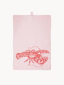 Ręcznie wykonany ręcznik kuchenny z lnu Lobster, 100% len, Jasny różowy, czerwony, S 50 x D 70 cm