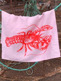 Leinen-Geschirrtuch Lobster, handsiebbedruckt, 100 % Leinen, Hellrosa, Rot, B 50 x L 70 cm